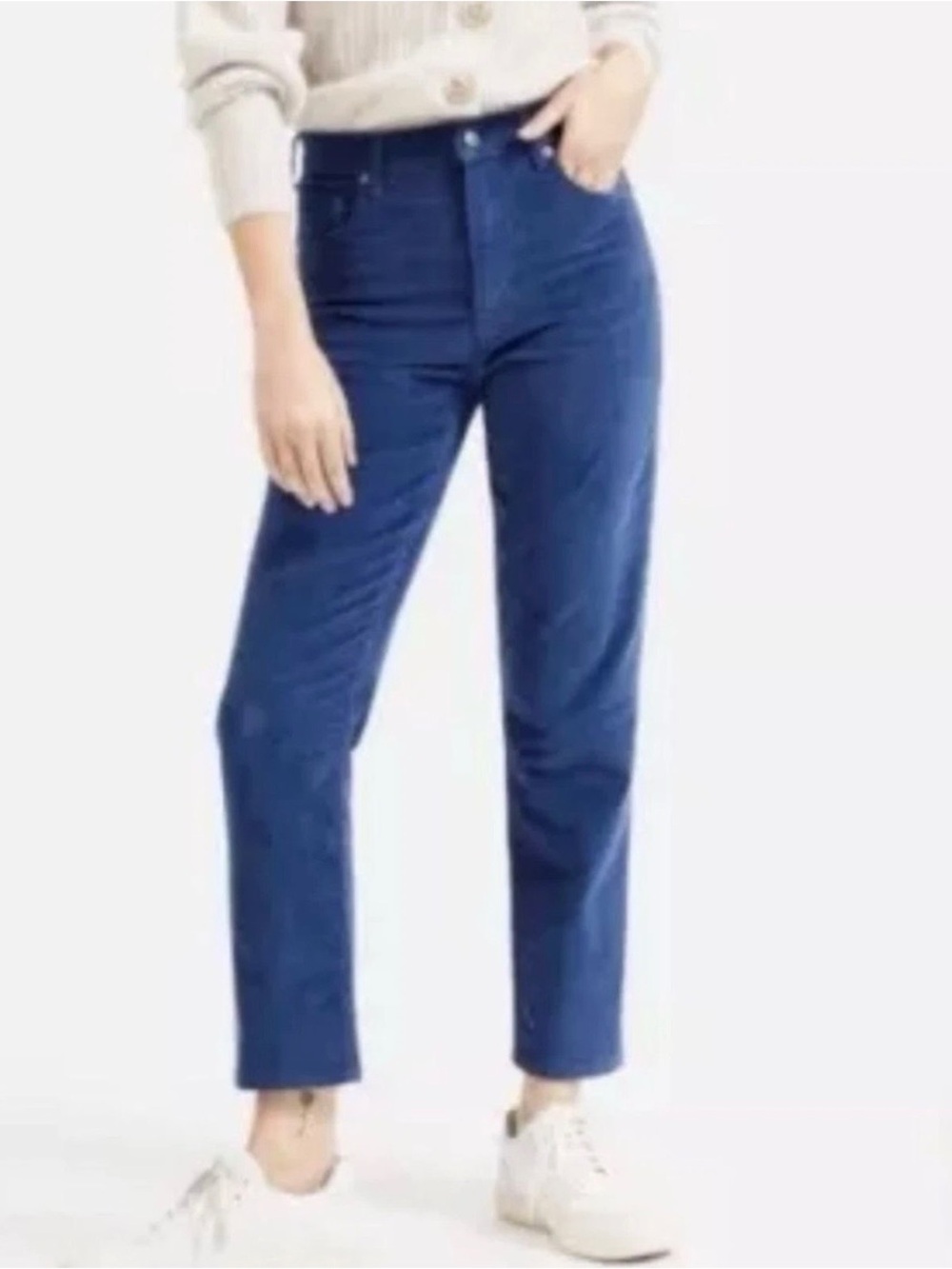 Everlane Women's Baby Cord Cheeky Regular Straight Corduroy Pants Blue Sz 27